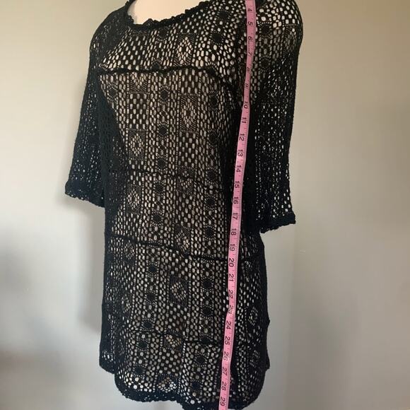 NEW? Free People Black Crochet Style Swim Cover Up Fits Medium - Picture 1 of 4